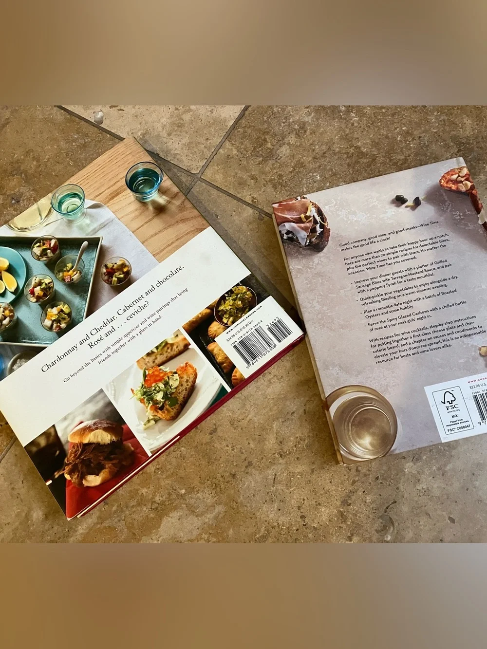2 Wine & small plates cookbooks with 2-sided Wine and Food Matching Wheel